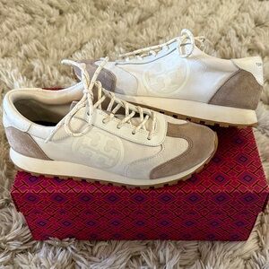 Tory Burch Cream and Tan Casual Sneakers